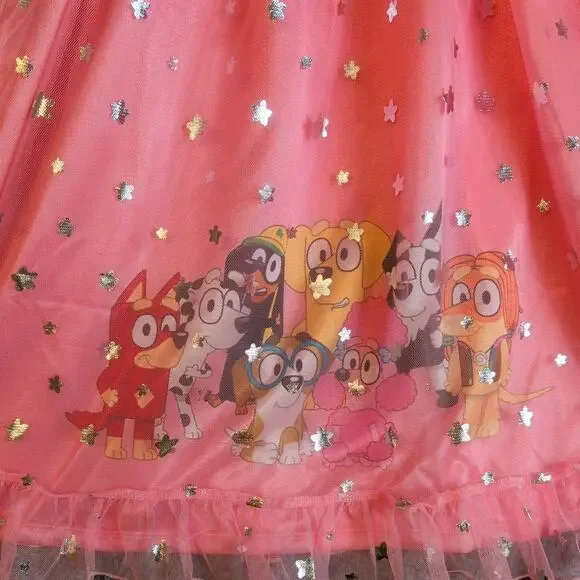 Pajamas Dress Bluey Bingo and Friends Toddler Girl's Pink Satinet Nightgown 6T - Picture 2 of 8